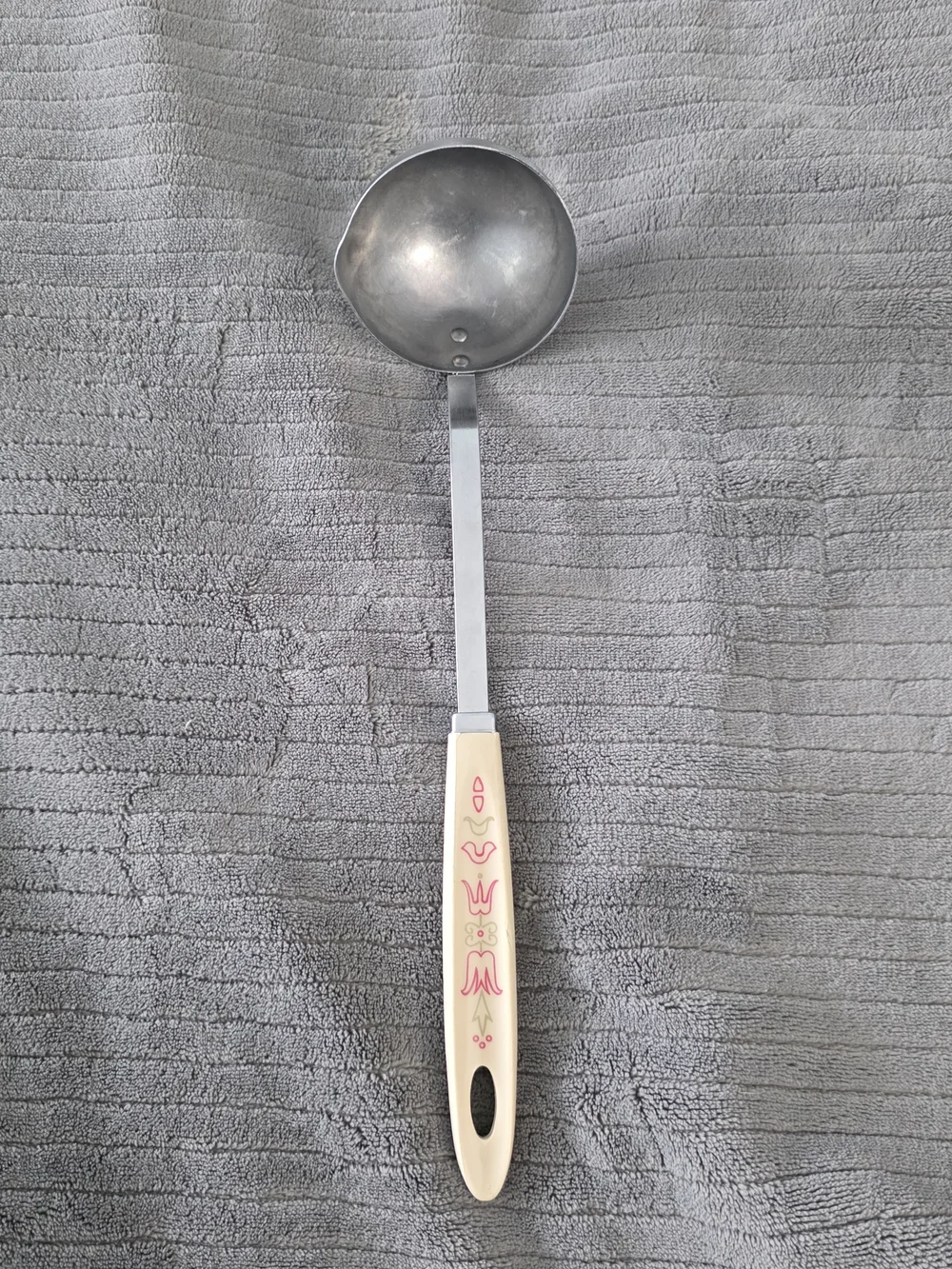 Vintage Androck Stainless Steel Ladle Pour Spout Pink Tulip Retro MCM